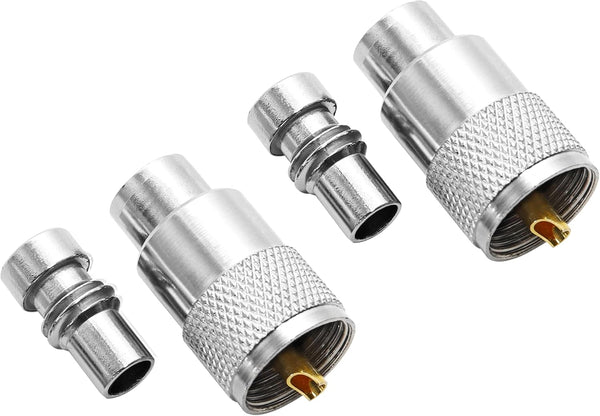 Anina PL259 Coaxial Connectors UHF Male Solder Plug with Reducer for RG8 RG59 RG8x LMR-400, 2-Pack