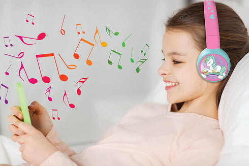 Lexibook Unicorn 2-in-1 Bluetooth Headphones for Kids, Stereo Wireless Wired, Foldable, Adjustable, Pink