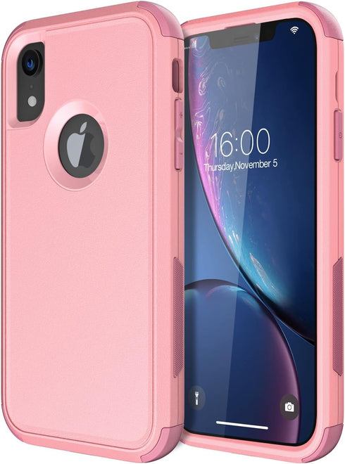 Diverbox Heavy Duty Protection Case for iPhone XR, Shockproof, Dropproof, Dust-Proof Phone Cover (Pink)