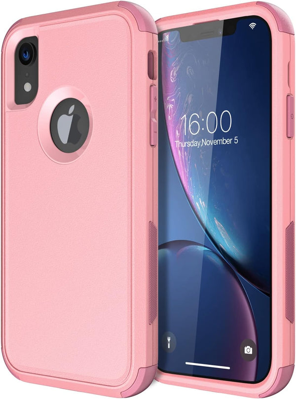 Diverbox Heavy Duty Protection Case for iPhone XR, Shockproof, Dropproof, Dust-Proof Phone Cover (Pink)