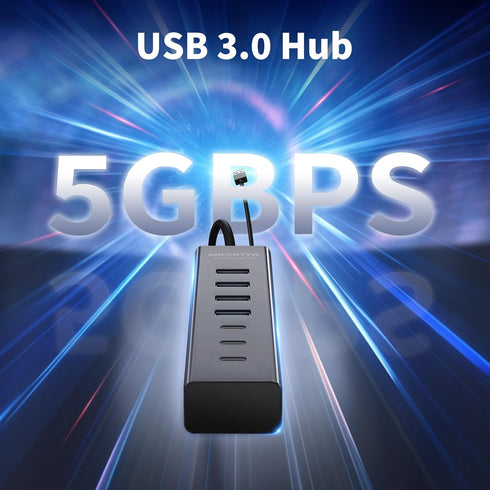 ABFCRTTW 4Ft 7-Port 3.0 4 3 5Gbps USB Hub for Desktop, USB-A & USB-C Ports Aluminium USB Extender Hub, USB Splitter