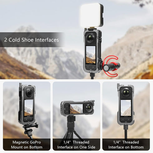 Metal Protective Case for Insta360 X4 Accessories, Stronger Aluminum Hard Shell Cover with Silicone Lens Guard Cap