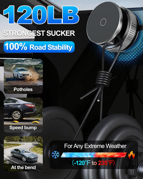 WEKEFON 360 120LBS 17 Vacuum Magnetic Car Phone Holder Strongest Ultra Suction Cup Phone Mount for MagSafe Dashboard