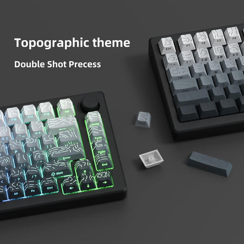 dagaladoo Sets 61/64/66/68/71/75/84/87 White/Grey Topographic keycap Line Backlit Gradient keycaps Shine Through