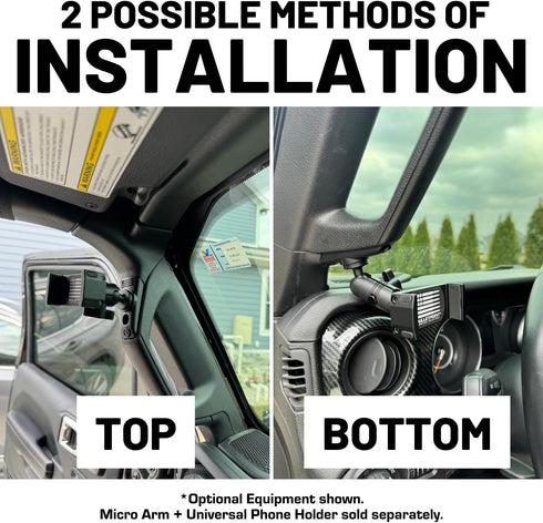 Bulletpoint A-Pillar Device Mount with 20mm Ball for 2018-2023 Jeep Wrangler JL & 2020-2023 Jeep Gladiator