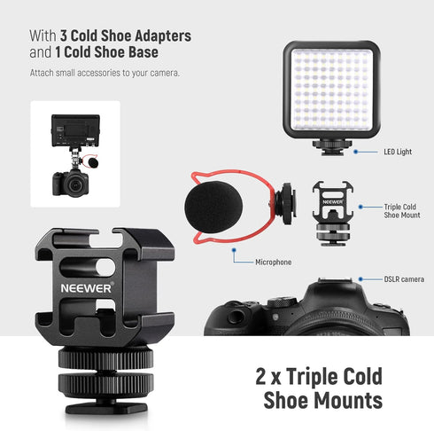 NEEWER 8 PCs Hot Shoe Mount Adapter Kit for DSLR Camera, LED Light, Microphone, Light Stand