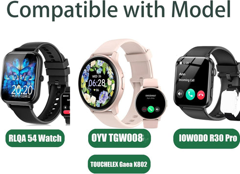 Compatible for RLQA Smart Watch Bands, Lamshaw 20mm Quick Release Silicone Lace Replacement Straps Compatible for IOWODO R30 Pro/OYV TGW008, TOUCHELEX Gaea Series K802 1.28 Smart Watch/RLQA 54 1.83" Smart Watch