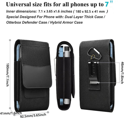 Suitable for Samsung, Motorola, iPhone 15 Phone Holster, Large Phone Holster, Belt Phone Holster, EDC Bags, Tactical Phone Cases, Belt Ring Bags, Suitable for Work, Hiking, Camping, Rescue (Nylon)