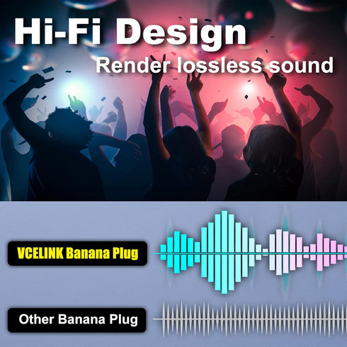 VCELINK Speaker Banana Plugs 6 Pairs, 24K Gold Plated Dual-Screw Type Speaker Connector for Home Theater