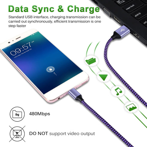 USB C Charger Cable Fast Charging Cord 3PC for Samsung Galaxy A15 5G/A35/S24 Ultra/A54/A55/S23FE/A14/A13/A53/S22/S21/S20/S10/S9/S8,iPhone 15,Pixel 8a/7/6,Moto Edge 2024/G Power,OnePlus Nord N200/N10/9