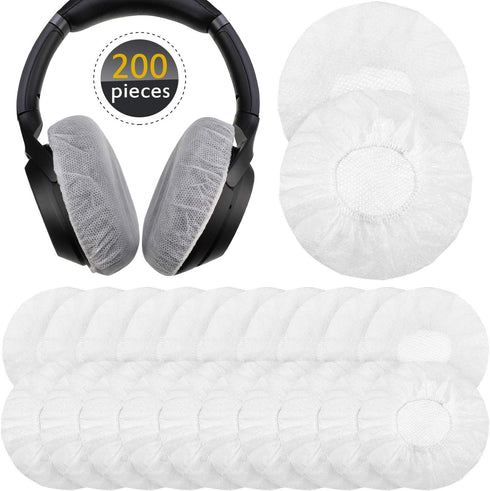 200 Pieces Disposable Non-Woven Earpad Covers for Headphones - Sanitary Headphone Ear Cover (White, M, 8 cm/3.1 Inch)