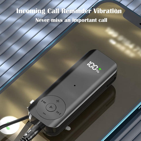Bluetooth 5.2 Adaptor for Wireless Headphones, 60H Battery Life Receiver with LED Display & Noise Cancelling Mic