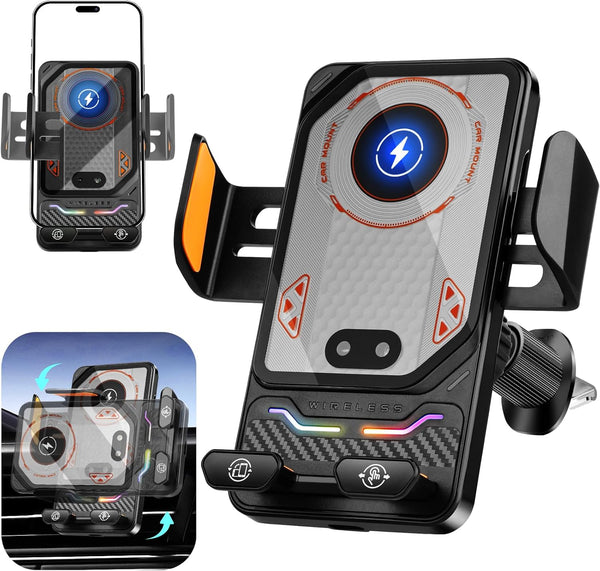 Keledz Wireless Car Phone Charger Holder, Smart Auto-Clamping Fast Charging Car Phone Holder
