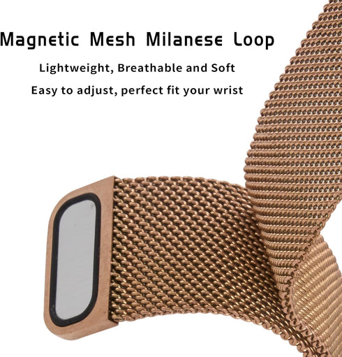 Magnetic Bands Compatible with Fitbit Sense 2/Fitbit Versa 4/Fitbit Sense/Fitbit Versa 3, Mesh Stainless Steel Bling