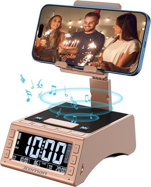 JTEMAN Gifts for Men Women,Cell Phone Stand with Wireless Bluetooth Speaker,Adjustable Cool Tech