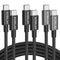USB C to USB C Cable, 60W 3A Fast Charging USB C Charger Cable, 3+5+6.6ft, Aluminum Shell Type C to Type C Cable for