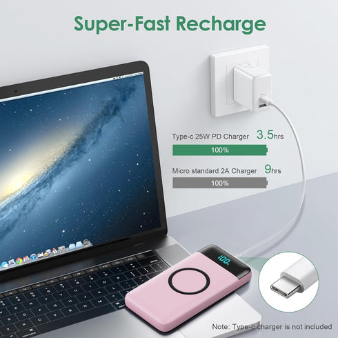 Wireless Portable Charger 30,800mAh, 15W Wireless Charging, 25W PD QC4.0 Fast Charging Smart LED Display Power Bank