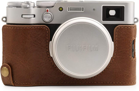 MegaGear MG1895 Genuine Leather Camera Half Case for Fujifilm X100V - Brown
