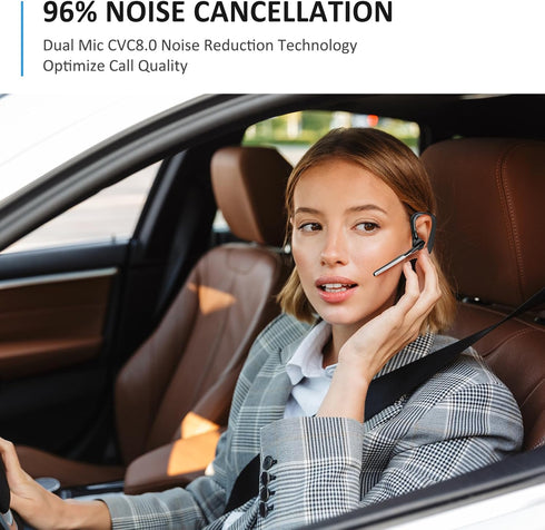 Conambo K18 Bluetooth Headset V5.1 - Wireless Headset with Dual Mic CVC8.0 Noise Canceling for Trucker Work, Cell Phone