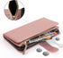 Jaorty iPhone 15 Plus Wallet Case for Women with Card Holder, Crossbody Case with Strap, Zipper Pocket, Rosegold