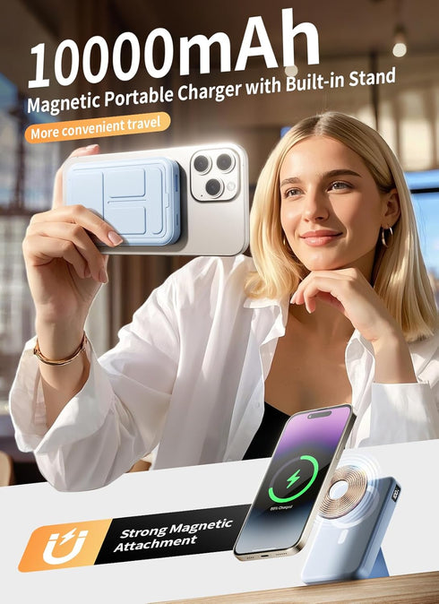 Gxorul 10000mAh 20W Pack, 17/16/15/14, Magnetic Portable Charger, Wireless Power Bank with USB-C Fast Charging