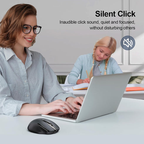 TECKNET Wireless Mouse (2.4G & BT5.0/3.0), Silent Mouse 4800 DPI with 6 Buttons, USB A Mouse for Wide Compatibility