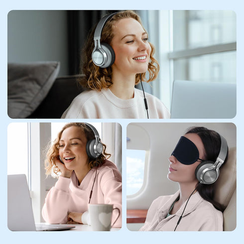 C90 3.5mm AILIHEN Wired Headphones with Microphone Volume Control, Noise Reduction Foldable Comfortable Over Ear
