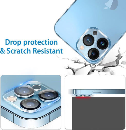 Dengduoduo 3 Pack Tempered Glass Camera Lens Protector for iPhone 13 Pro & Pro Max, Ultra HD, 9H Hardness, Easy Install.
