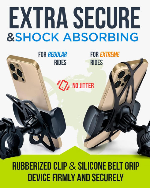 Bike & Motorcycle Phone Mount for iPhone 14 Pro (13, 12, SE, Plus/Max), Galaxy S22 or Any Cell Phone - Universal