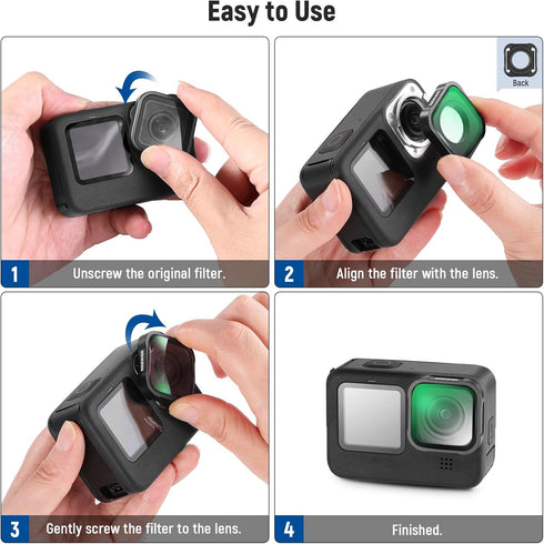 NEEWER 15X Macro Lens Compatible with GoPro Hero 13, 12, 11, 10, 9, 8, 7, 6 Black Action Camera, Close Up Filter, Anti