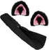 Geekria NOVA Knit Fabric Headband Cover + Cat Ears Attachment Compatible with Razer, SteelSeries, HyperX, Sennheiser, Astro, Sony, Logitech, ATH Headphones, Head Cushion Pad Protector (Black/Pink)