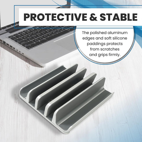 Multiple Laptop Holder Vertical Stand, Adjustable Vertical Stand Holds 5 Devices, Fits All Laptops and Tablets