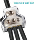 3 Way Power Distribution Block Zinc-Alloy, 0/2/4 Gauge in 4/8 Gauge Out, Auto Car Audio Distribution Connecting Block