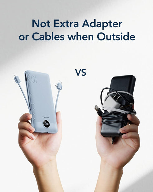 VEGER Portable Charger for iPhone, Built-in Cables and Wall Plug, 10000mAh Slim Fast Charging Power Bank