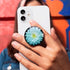 Translucent Clear Phone Grip with Expanding Kickstand, Cell Phone Collapsible Stand, Blue Daisy Flower Design for