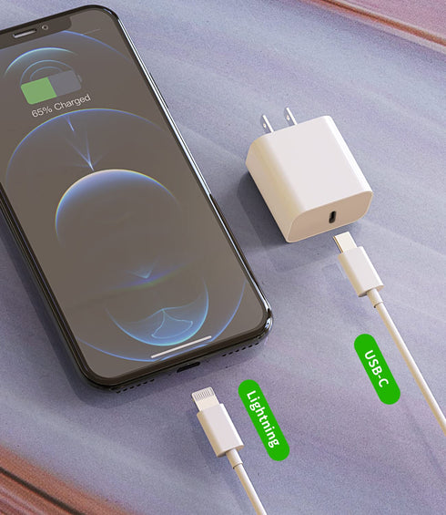 zoyuzan 20W Power Charging Adapter Quick Box Fast PD Wall USB C Charger Block with 5ft Lightning Cable for iPhone 11 12