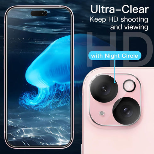 JETech Screen Protector for iPhone 15 6.1-Inch with Camera Lens Protector, Bubble Free, Easy Installation, 3-Pack