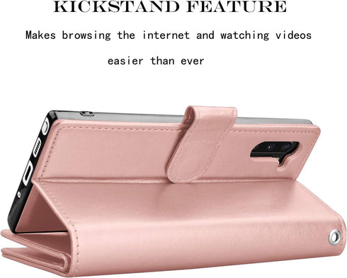 Njjex Wallet Case for Samsung Galaxy Note 10 - PU Leather ID Credit Holder Folio Flip with 9 Card Slots