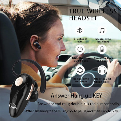 Bluetooth Headset, V5.0 Ultralight Wireless Headphone Cell Phone Earpiece with Mic, Volume Control, Handsfree Earbud,