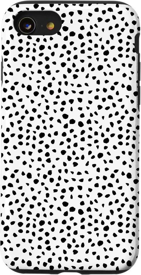 iPhone SE (2020) / 7 / 8 Case, Popular Dalmatian Pattern, White with Brush Stroke Black Spots