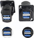 QIANRENON USB 3.0 Socket Dual USB Panel Mount Solderless Connector, USB 3.0 Female to Female Coupler Socket USB Panel Mount Pass Through Adapte for Audio, Video and Optoelectronic Networker
