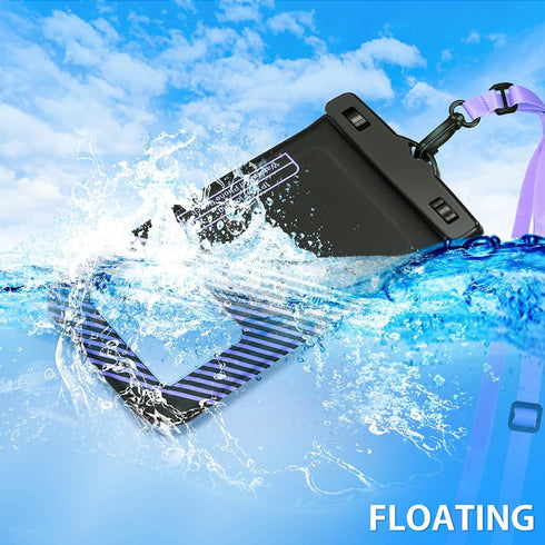 Waterproof Phone Pouches Bags, IPX8 Floatable Cell Phone Water Protectors 2 Pack with Adjustable Neck Lanyard for