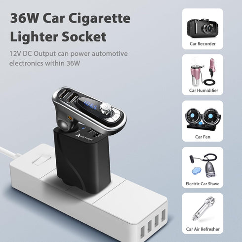 RoyPow AC to DC Converter, 110V/120V to 12V, 36W USB C Charger with 3-Ports Wall Charger for iPhone, iPad