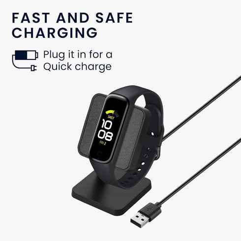 kwmobile Docking Station - Charging Charger Cable with Stand for Samsung Galaxy Fit 3 / Huawei Watch Fit 3 - Black