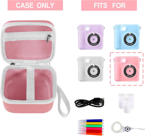 Lumus&Solem Pink Kids Camera Case - Storage Bag Compatible with Instant Cameras and Digital Video Cameras for Girls and