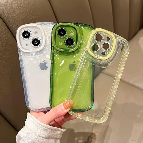 Ownest Creative Design Case for iPhone 13 with Clear Kickstand and Camera Holder, Slim Shockproof Cool Cover, Green