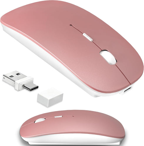 Kenvala Wireless Mouse for MacBook & iPad, Bluetooth 5.2/3.0 & 2.4G USB-C/USB-A, Rechargeable