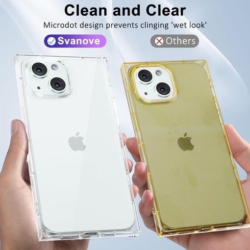 for iPhone 13 Mini Clear Case Square Edge, Transparent TPU Silicone Rubber Phone Case for Women Girl, Soft Airbag Bumper