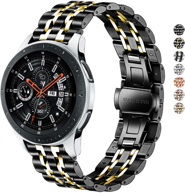 Band for Samsung Gear S3 / Galaxy Watch 46mm / Galaxy Watch 3 45mm, 22mm 7-Rows Stainless Steel Replacement Strap