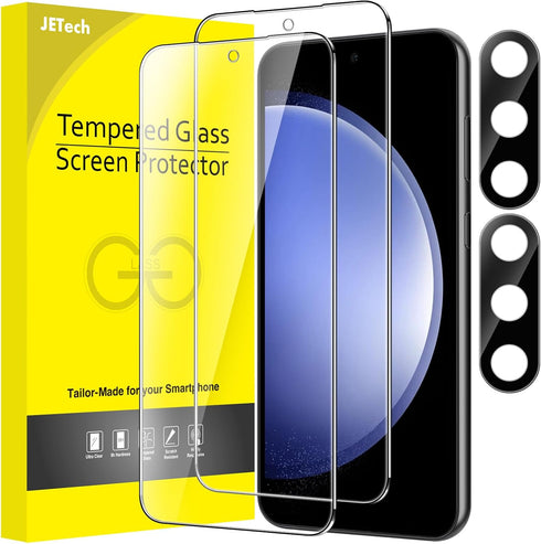 JETech 2-Pack Screen Protector for Samsung Galaxy S23 FE 6.4" - Tempered Glass, HD Clear, Fingerprint ID & Camera Lens